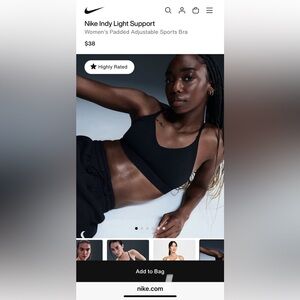 Nike Indy Light Support Women's Padded Adjustable Sports Bra- Black